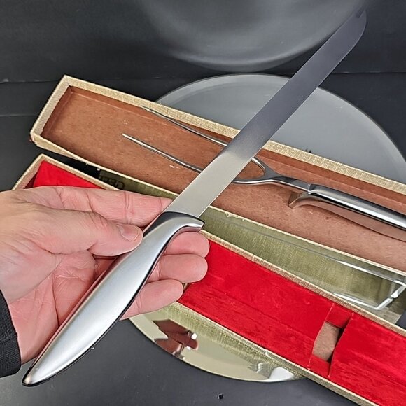 Vintage GERBER LEGENDARY BLADES CARVING SET Snickersnee Knife & Ron Fork USA - Picture 5 of 14